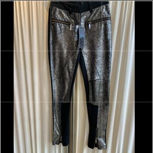Karl Lagerfeld Silver Leather Bike Legging Pants
